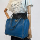 Second hand Valentino Garavani Rockstud Medium Calfskin Leather 2 - Ways Tote Bag Blue - Tabita Bags