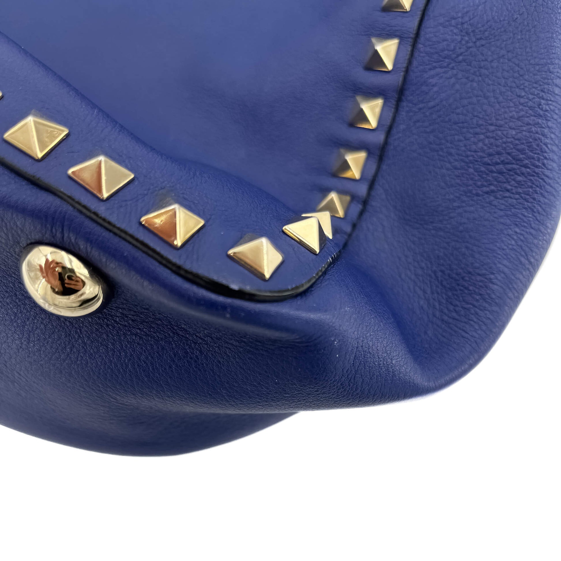 Second hand Valentino Garavani Rockstud Medium Calfskin Leather 2 - Ways Tote Bag Blue - Tabita Bags