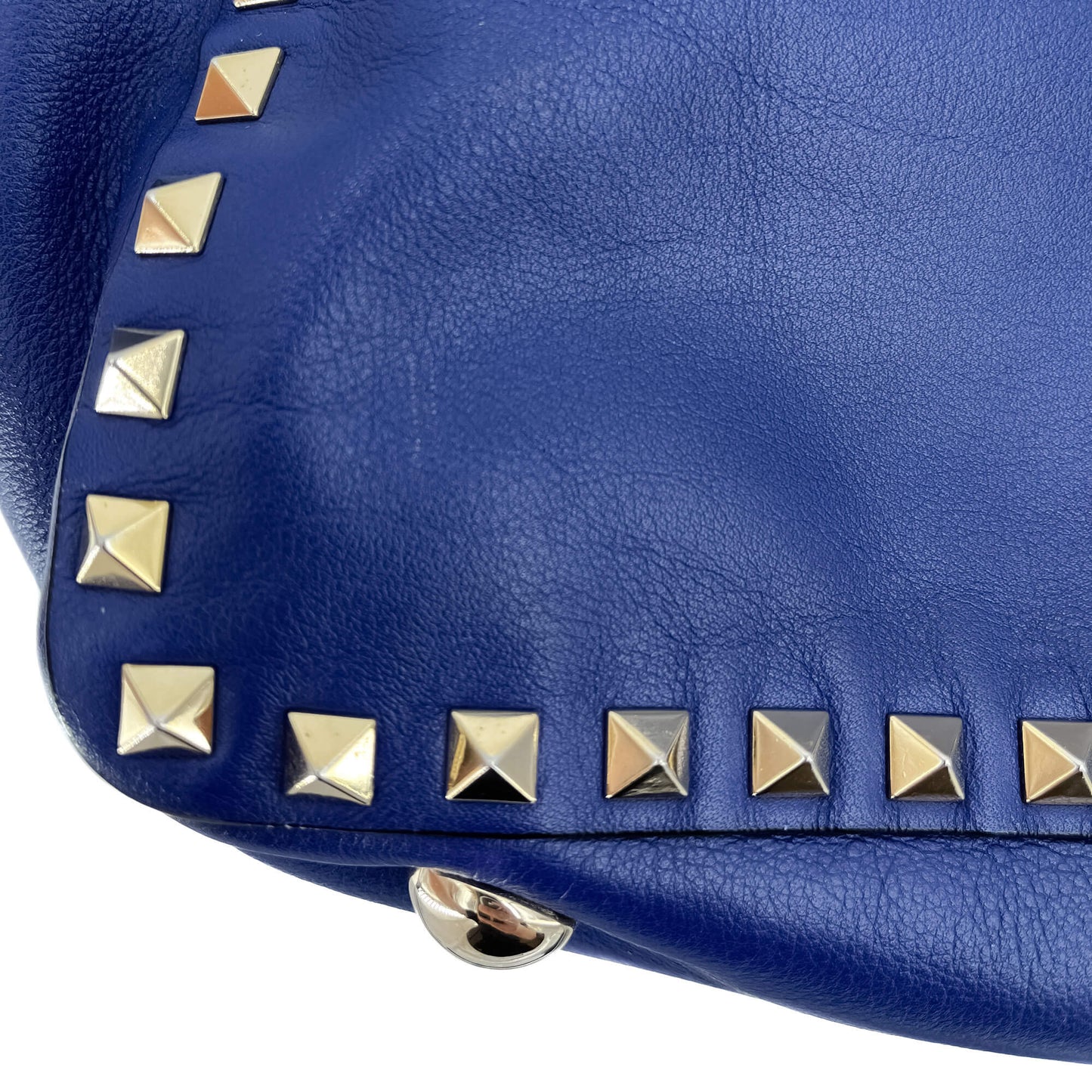 Second hand Valentino Garavani Rockstud Medium Calfskin Leather 2 - Ways Tote Bag Blue - Tabita Bags