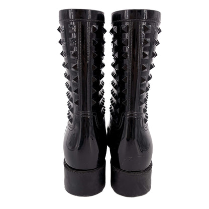 Second hand Valentino Garavani Rockstud Rain Rubber Boots 38 Black - Tabita Bags