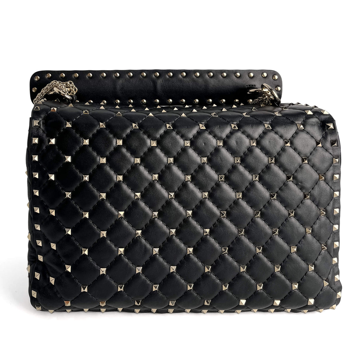 Second hand Valentino Garavani Rockstud Spike Large Calfskin Leather 2 - Ways Flap Crossbody Black - Tabita Bags