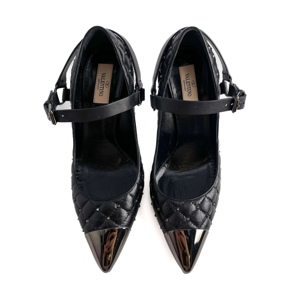 Second hand Valentino Garavani Rockstud Spike Leather Pump 39 1/2 Black - Tabita Bags