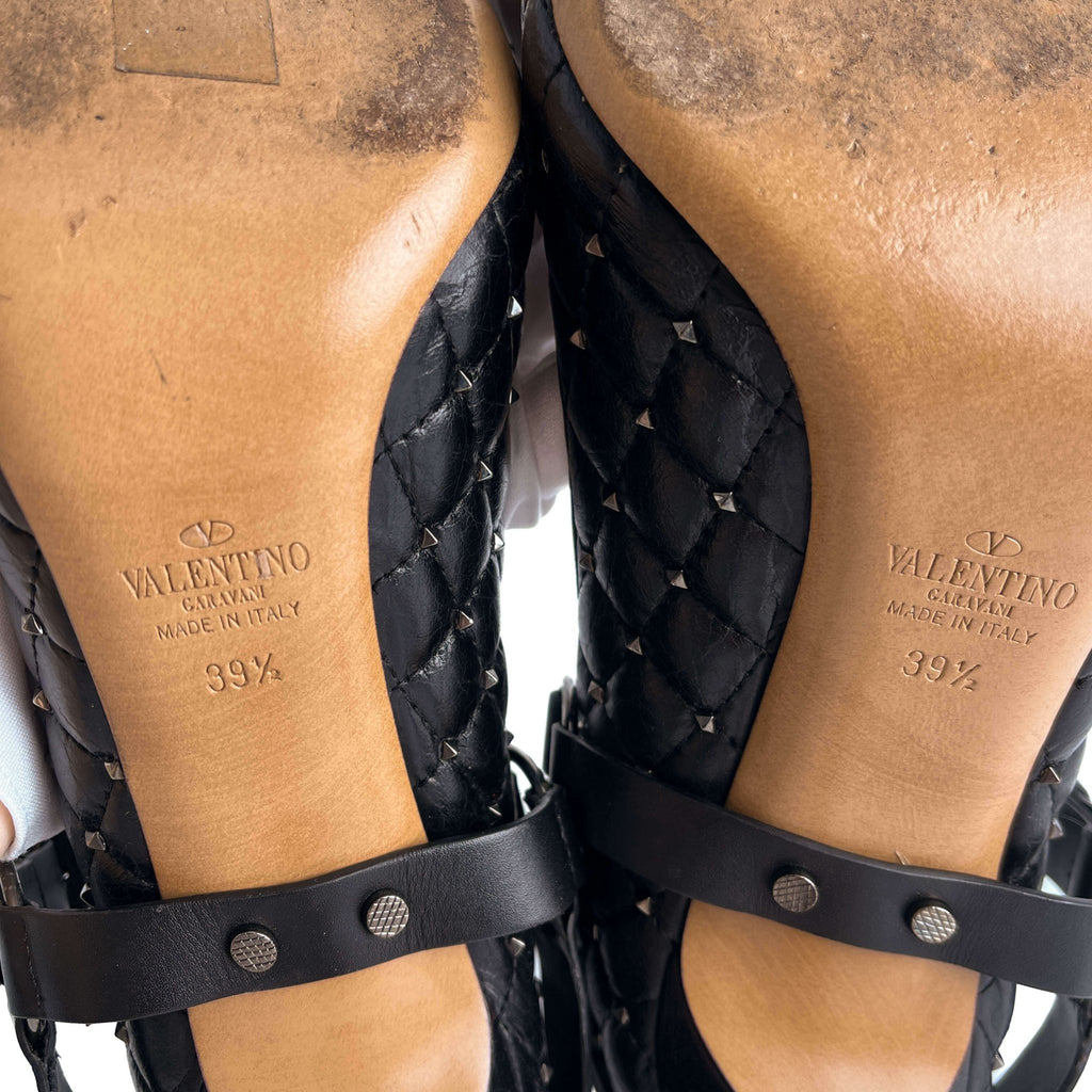 Second hand Valentino Garavani Rockstud Spike Leather Pump 39 1/2 Black - Tabita Bags