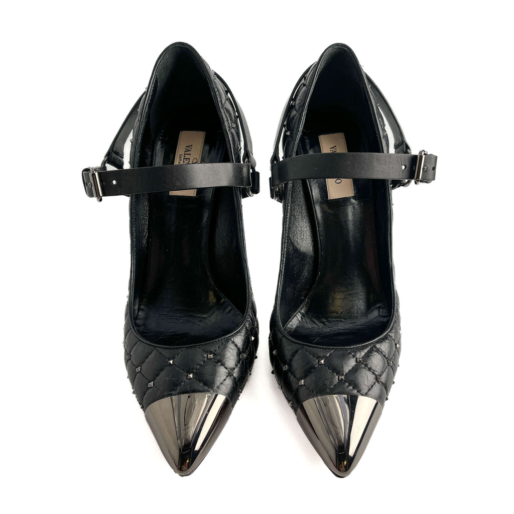 Second hand Valentino Garavani Rockstud Spike Leather Pump 39 1/2 Black - Tabita Bags