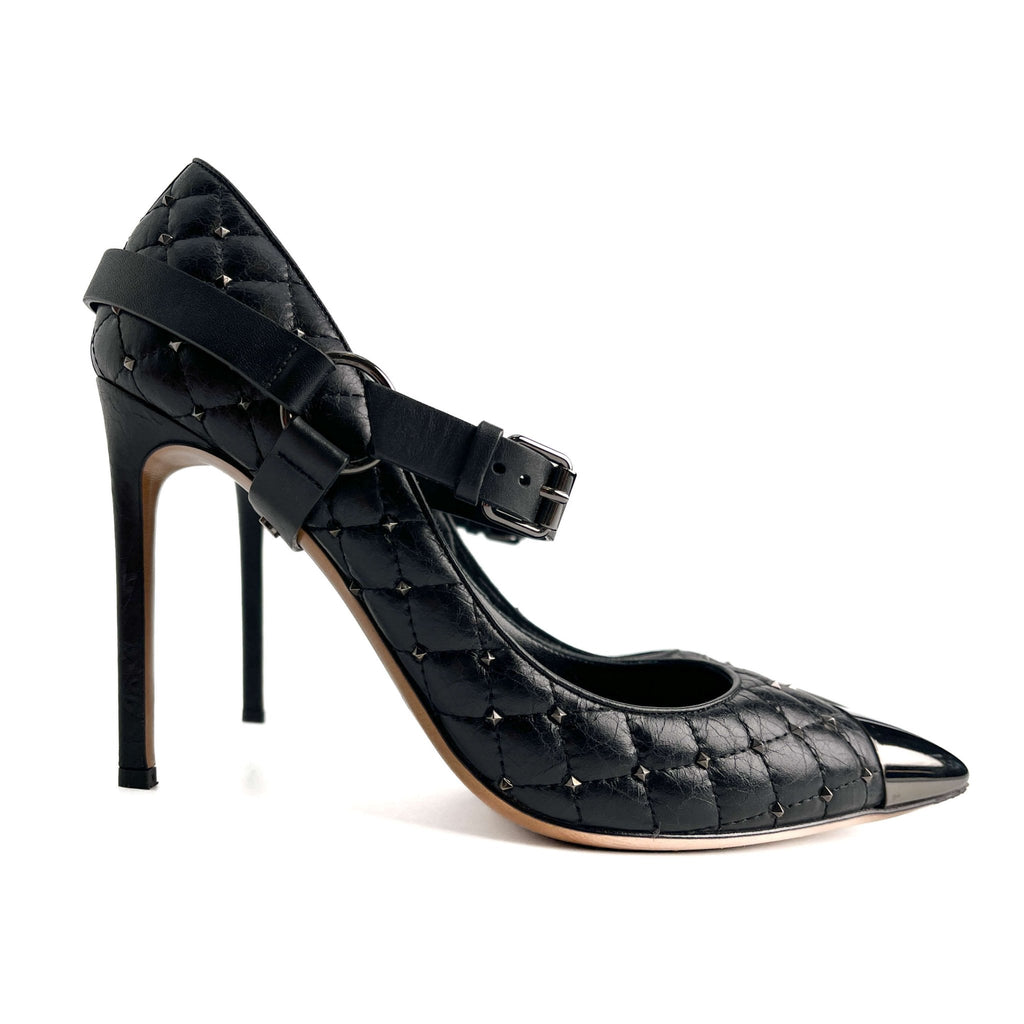 Second hand Valentino Garavani Rockstud Spike Leather Pump 39 1/2 Black - Tabita Bags