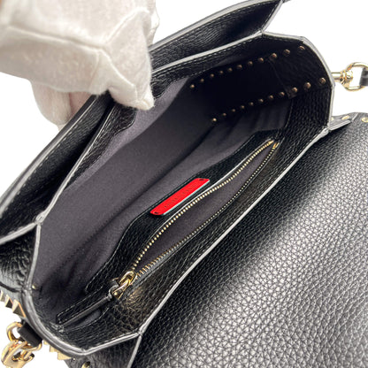 Second hand Valentino Garavani Rockstud Spike Medium Calfskin Leather Flap Crossbody Black - Tabita Bags