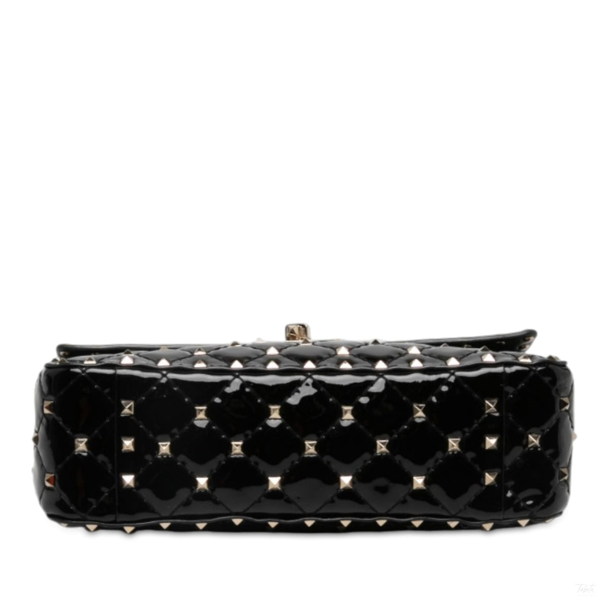 Second hand Valentino Garavani Rockstud Spike Medium Patent Leather Flap Crossbody Black - Tabita Bags