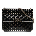 Second hand Valentino Garavani Rockstud Spike Medium Patent Leather Flap Crossbody Black - Tabita Bags