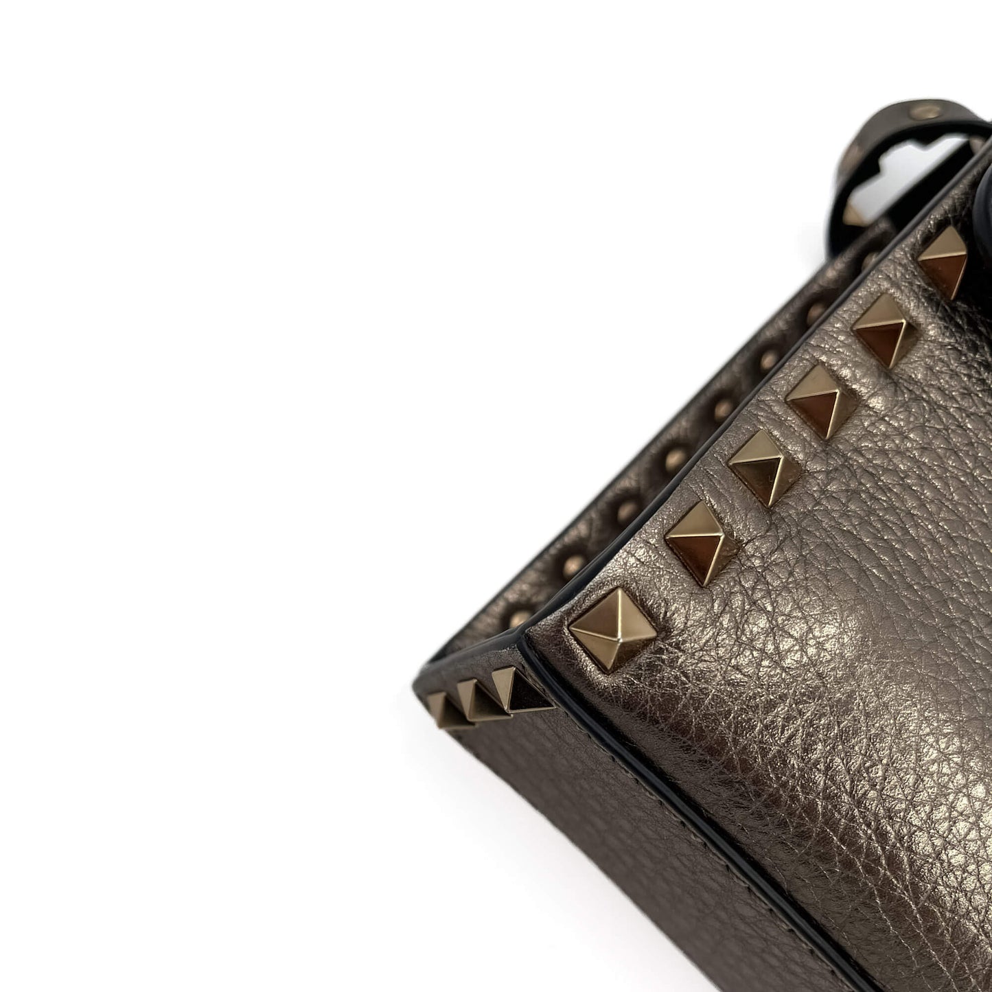 Second hand Valentino Garavani Rockstud Spike Small Calfsin Leather 2-Ways Flap Bag Metallic - Tabita Bags