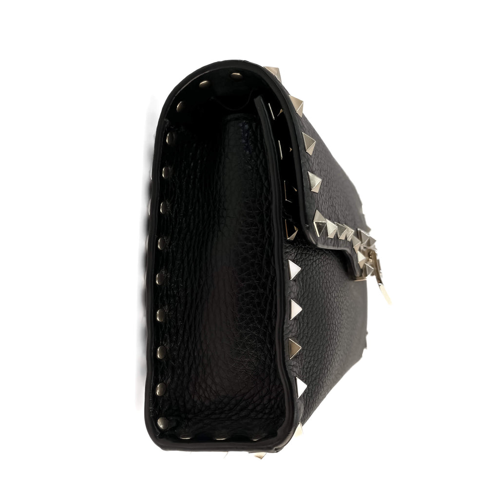 Second hand Valentino Garavani Rockstud Spike Small Calfskin Leather Flap Crossbody Black - Tabita Bags