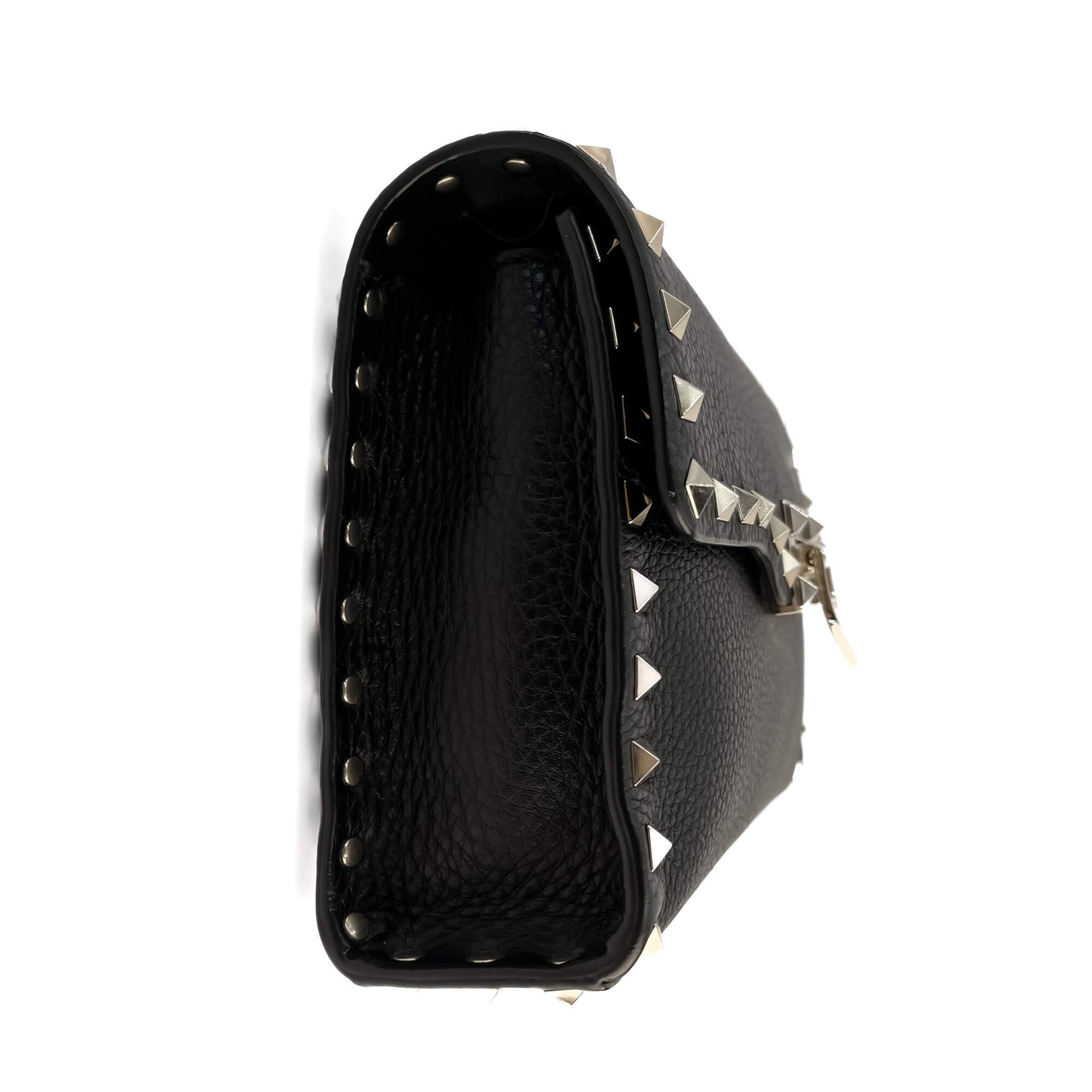 Second hand Valentino Garavani Rockstud Spike Small Calfskin Leather Flap Crossbody Black - Tabita Bags