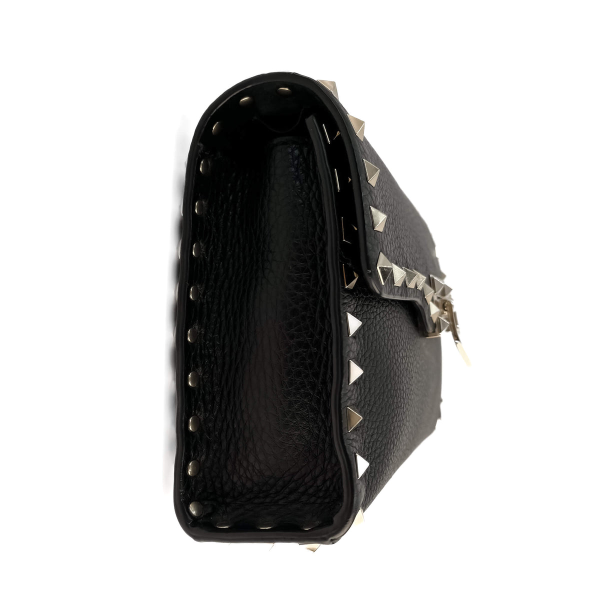 Second hand Valentino Garavani Rockstud Spike Small Calfskin Leather Flap Crossbody Black - Tabita Bags