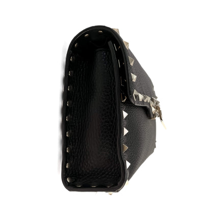 Second hand Valentino Garavani Rockstud Spike Small Calfskin Leather Flap Crossbody Black - Tabita Bags