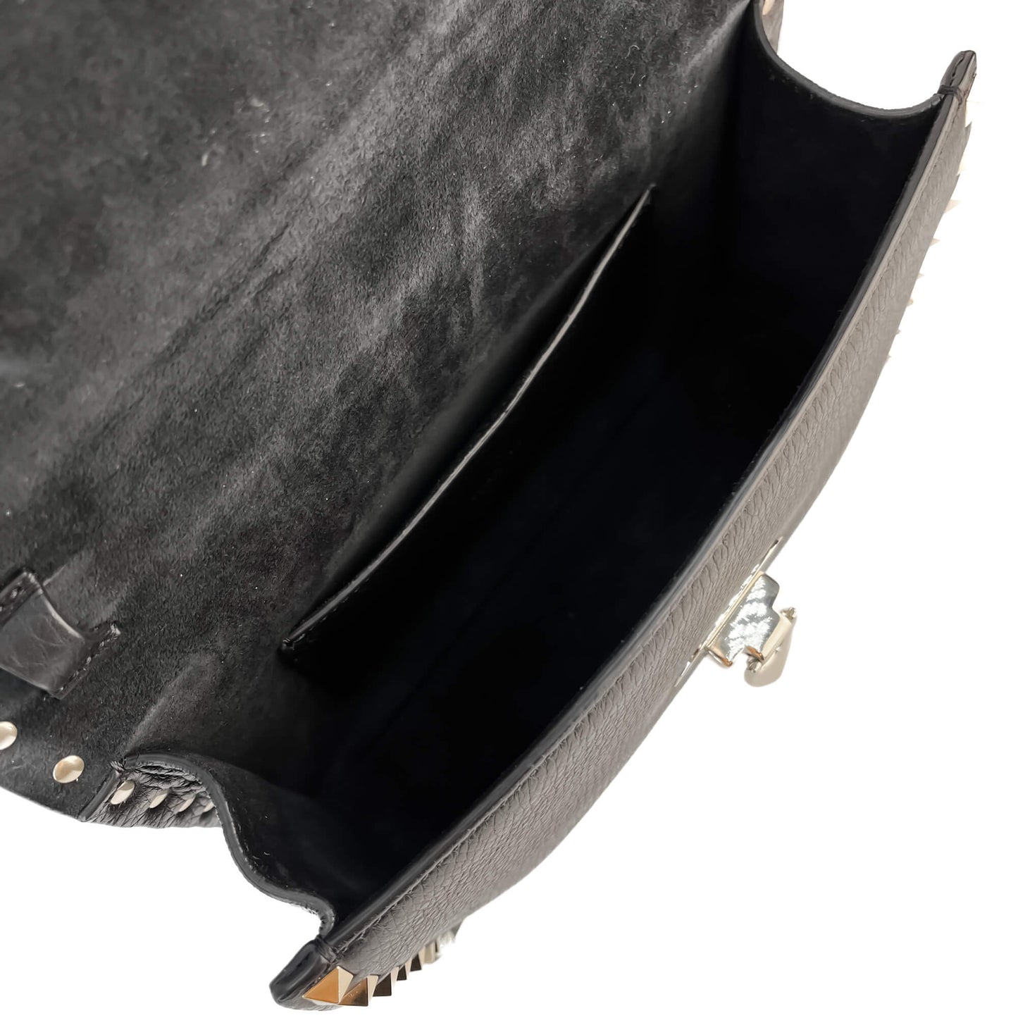 Second hand Valentino Garavani Rockstud Spike Small Calfskin Leather Flap Crossbody Black - Tabita Bags