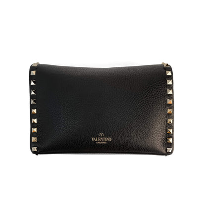 Second hand Valentino Garavani Rockstud Spike Small Calfskin Leather Flap Crossbody Black - Tabita Bags