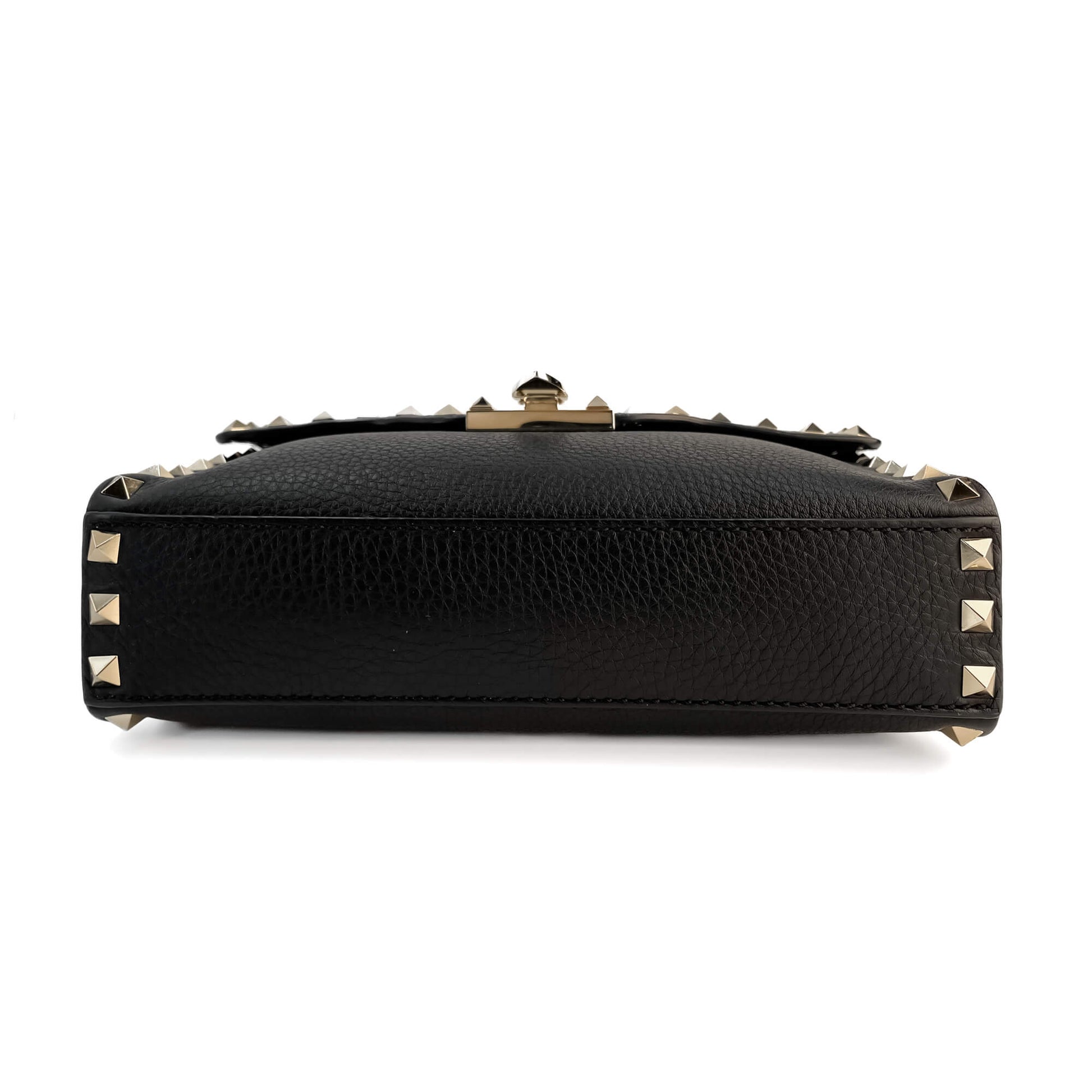 Second hand Valentino Garavani Rockstud Spike Small Calfskin Leather Flap Crossbody Black - Tabita Bags