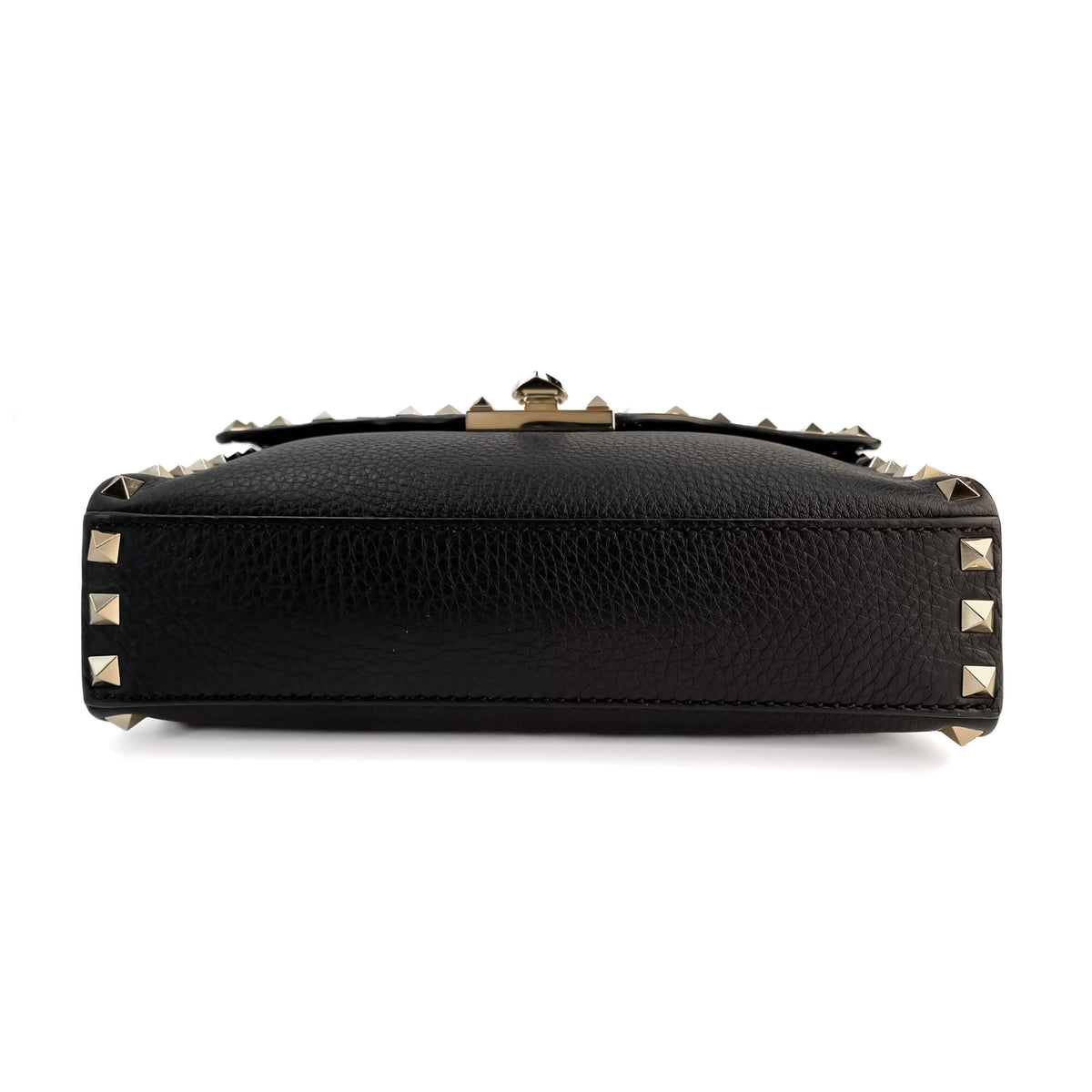 Second hand Valentino Garavani Rockstud Spike Small Calfskin Leather Flap Crossbody Black - Tabita Bags