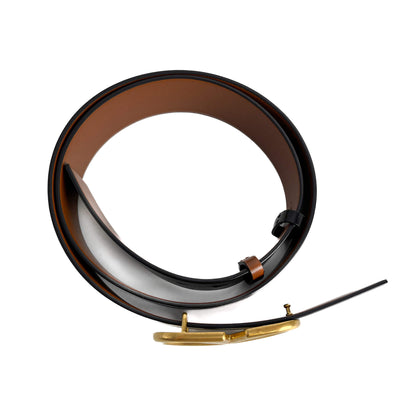 Second hand Valentino Garavani VLOGO Calfskin Leather Reversible Wide Belt 95/38 Black - Tabita Bags