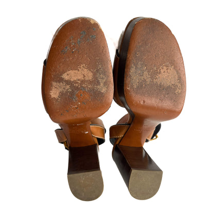 Second hand Valentino Garavani VLOGO Leather Sandals 39 Brown - Tabita Bags