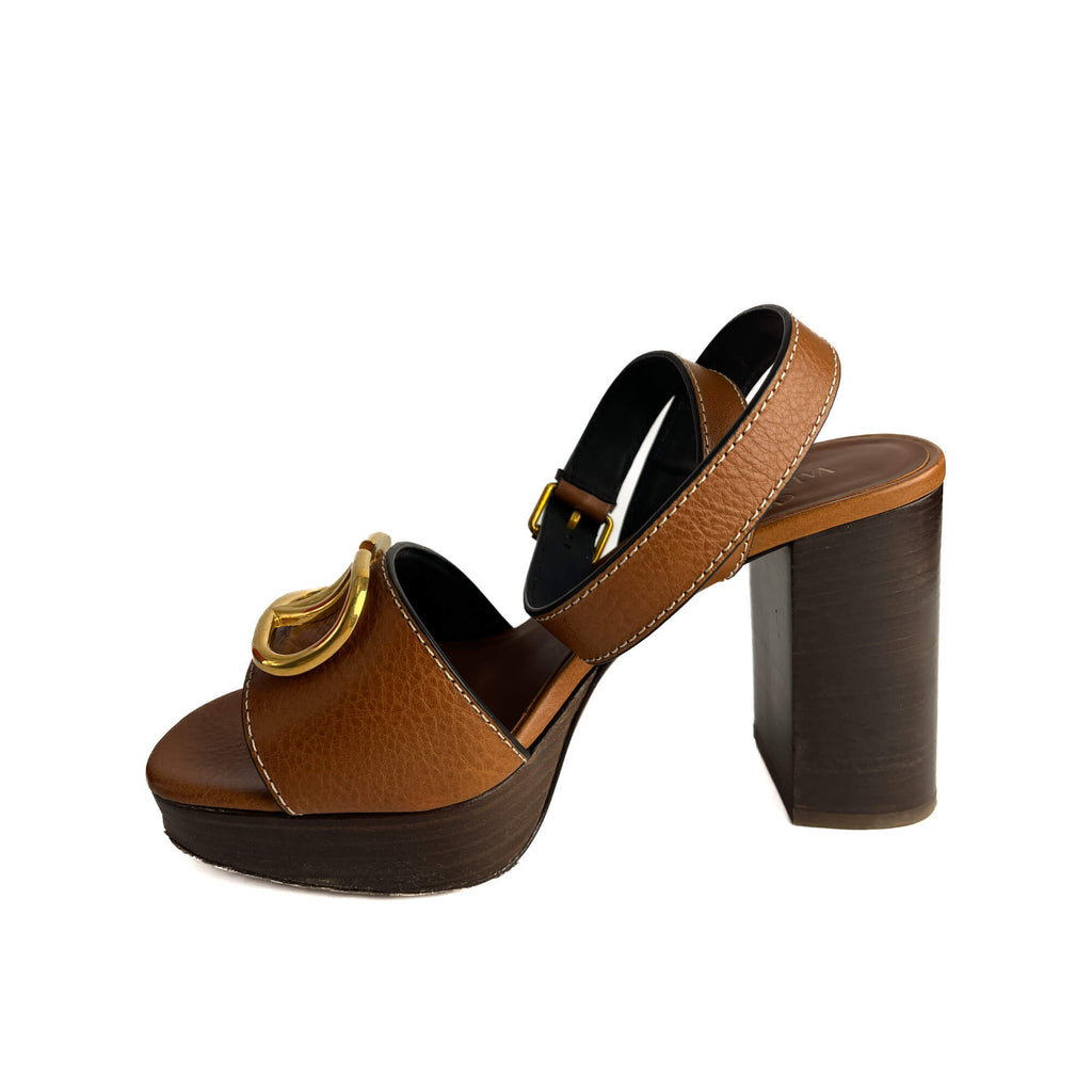 Second hand Valentino Garavani VLOGO Leather Sandals 39 Brown - Tabita Bags