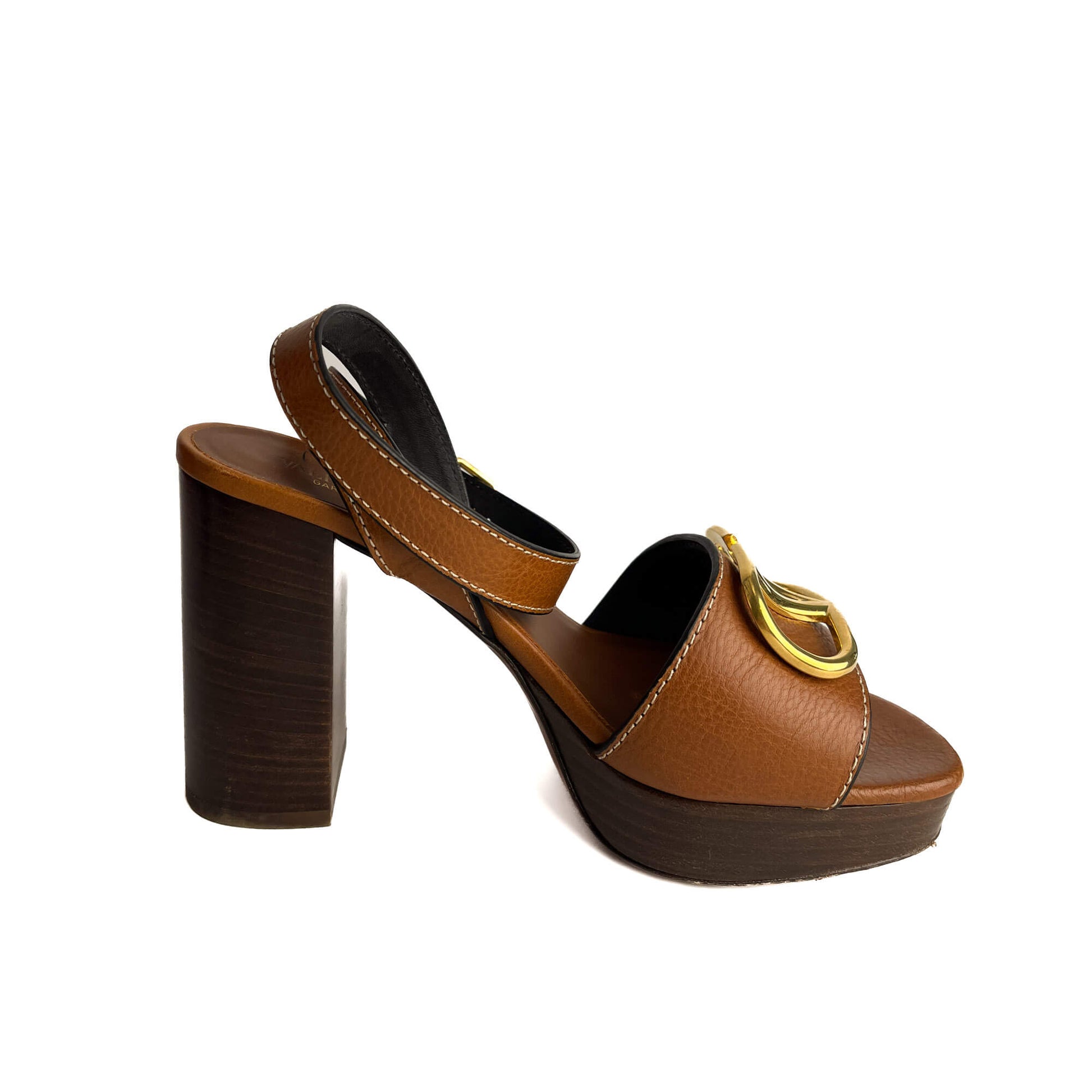 Second hand Valentino Garavani VLOGO Leather Sandals 39 Brown - Tabita Bags
