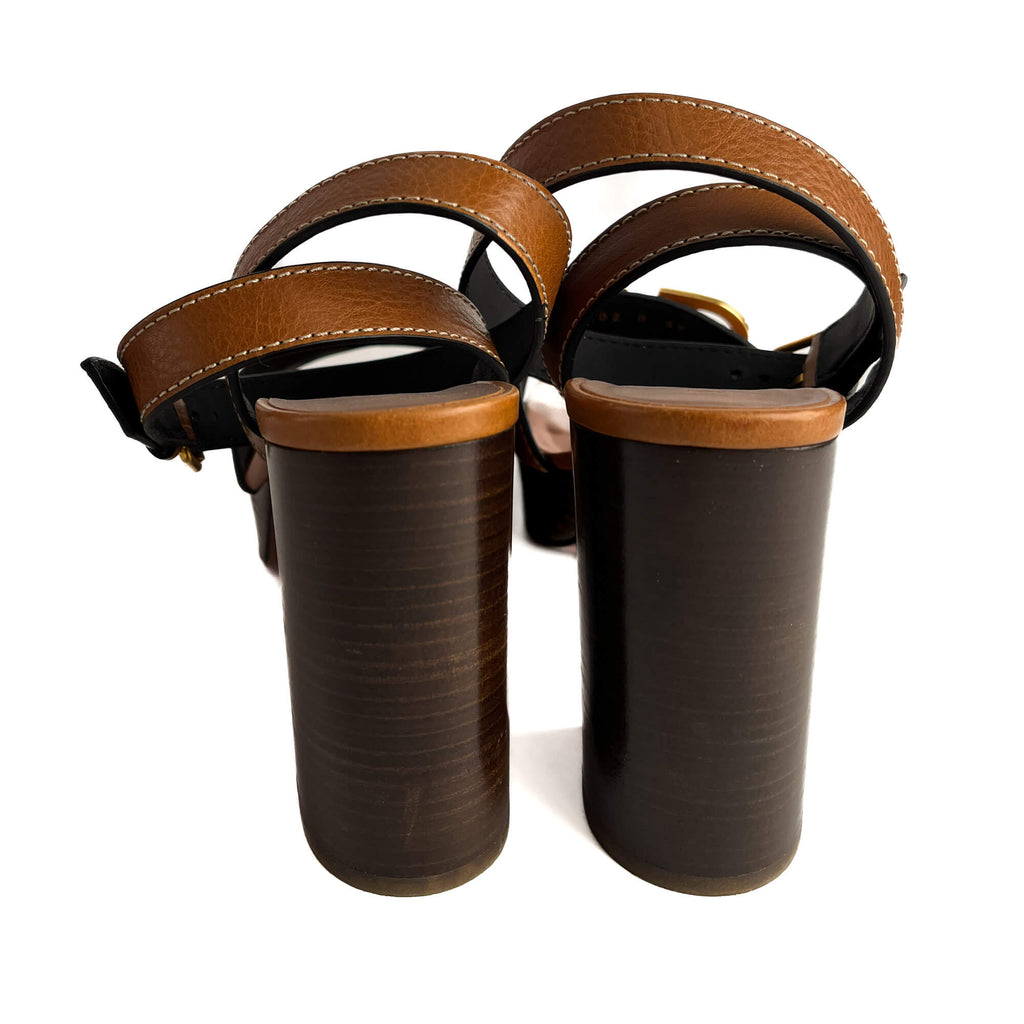Second hand Valentino Garavani VLOGO Leather Sandals 39 Brown - Tabita Bags
