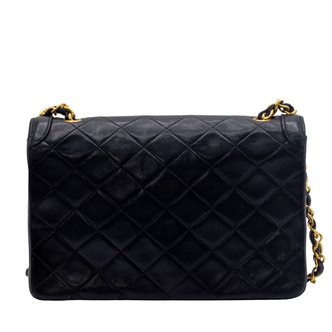 Second hand Chanel Classic Flap Bag in Black Matelassé Leather - Tabita Bags