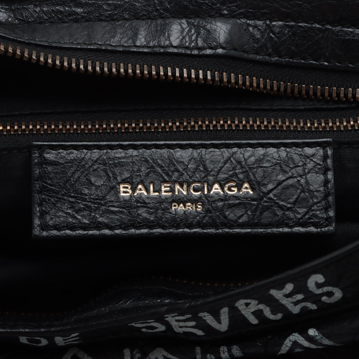 Second hand Balenciaga City Graffiti Classic Small Leather 2-Way Handbag Black - Tabita Bags