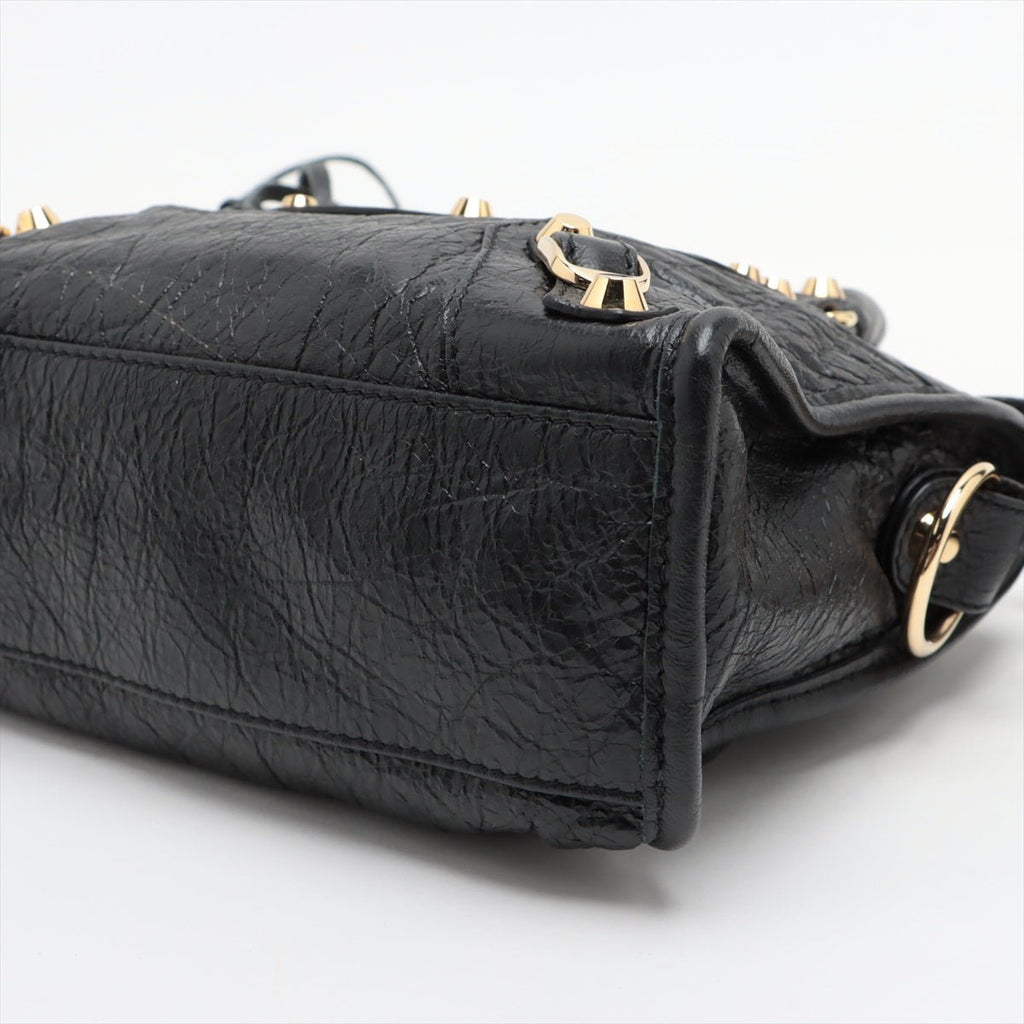 Second hand Balenciaga Classic City Mini Leather 2-Way Handbag Black - Tabita Bags