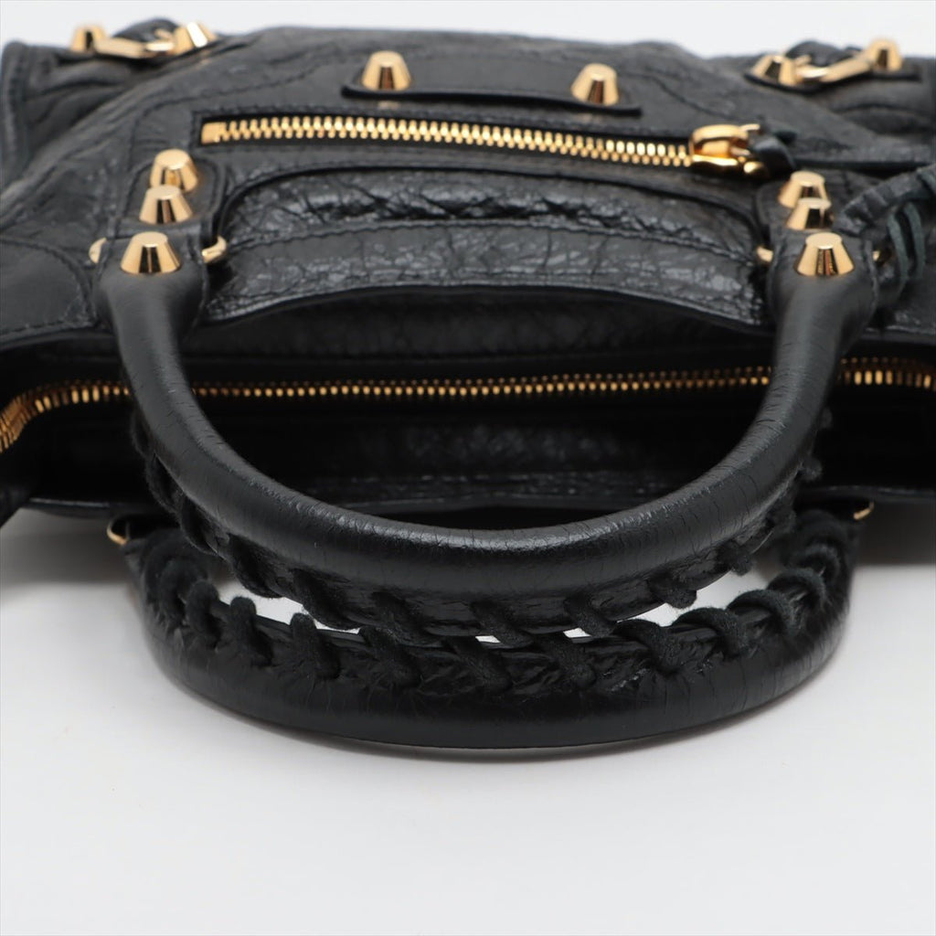 Second hand Balenciaga Classic City Mini Leather 2-Way Handbag Black - Tabita Bags