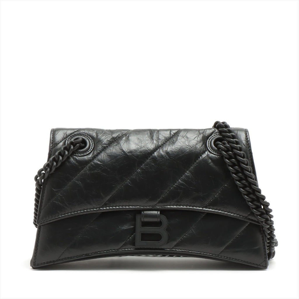 Second hand Balenciaga Hourglass Small Leather Chain Flap Bag Black - Tabita Bags