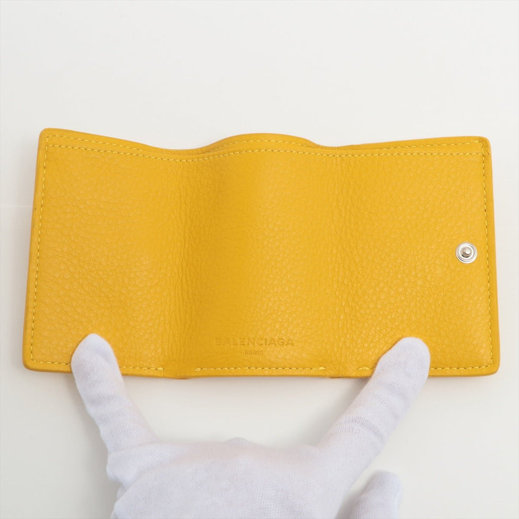Second hand Balenciaga Papier Mini Wallet in Yellow Leather - Tabita Bags