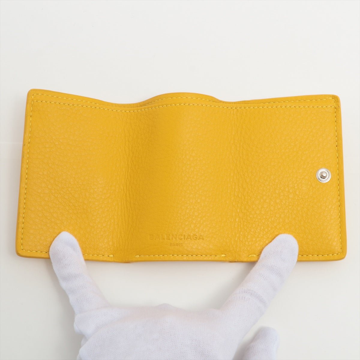 Second hand Balenciaga Papier Mini Wallet in Yellow Leather - Tabita Bags