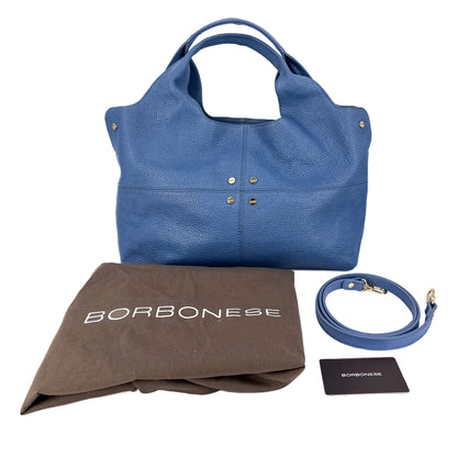 Second hand Borbonese Tote Shoulder Bag Leather Blue - Tabita Bags