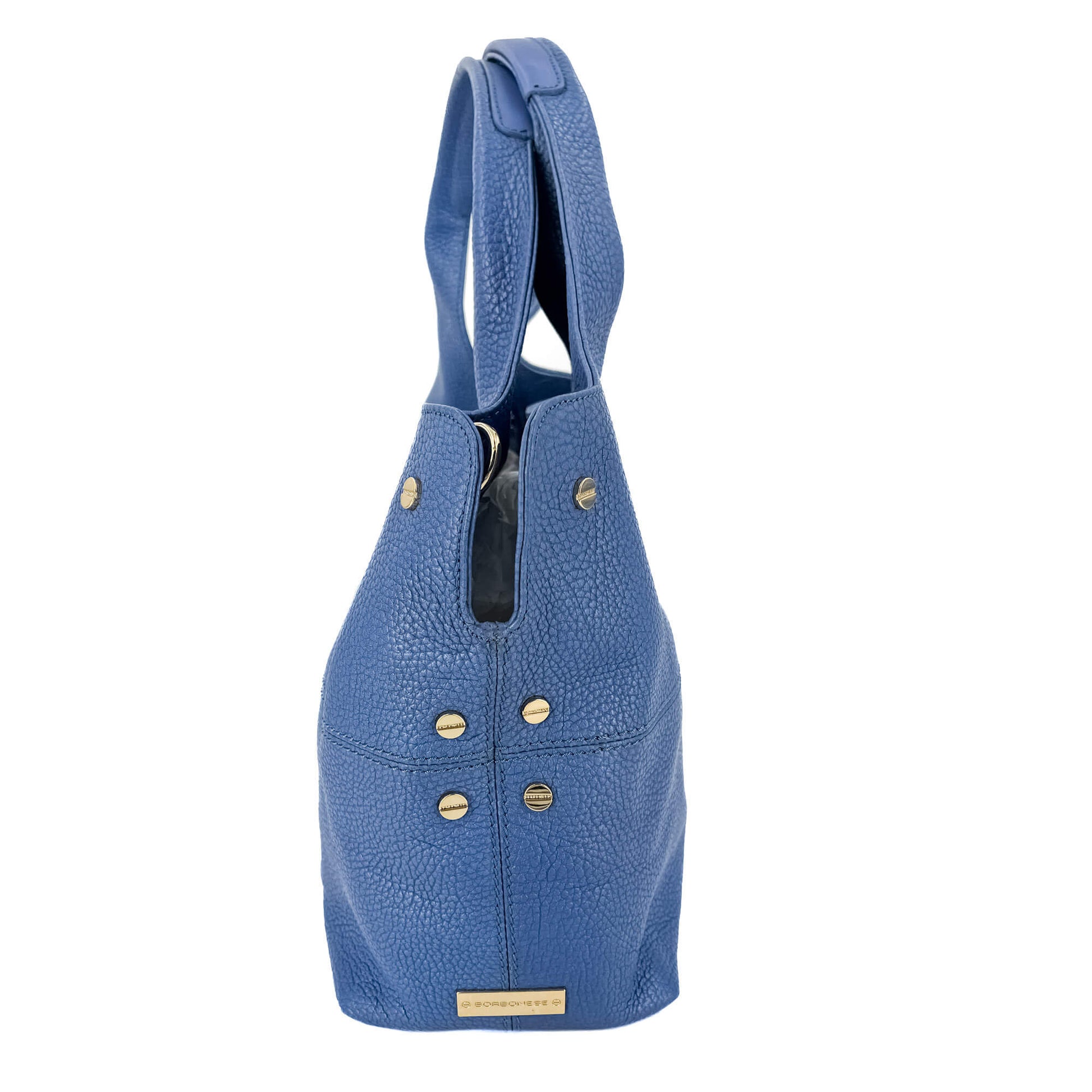 Second hand Borbonese Tote Shoulder Bag Leather Blue - Tabita Bags