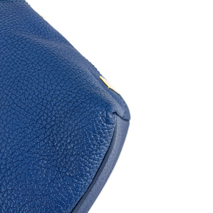 Second hand Borbonese Tote Shoulder Bag Leather Blue - Tabita Bags