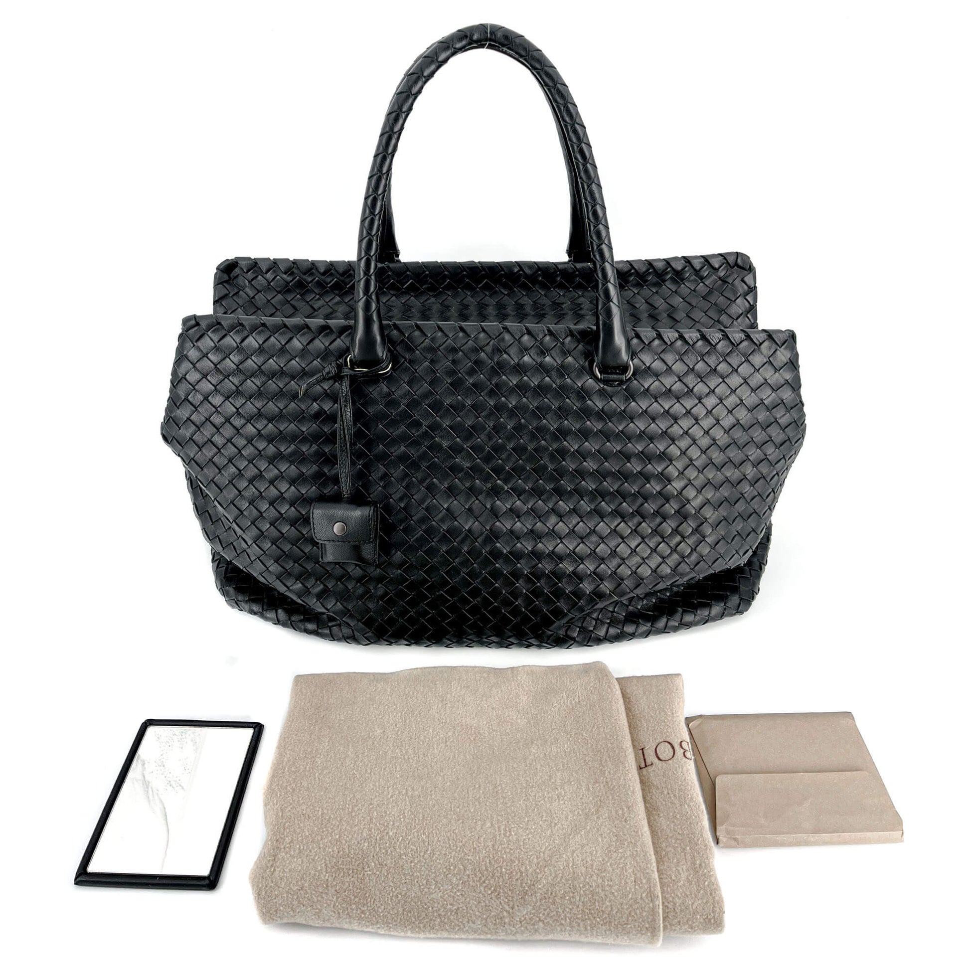 Second hand Bottega Veneta Black Leather Intrecciato Tote - Tabita Bags