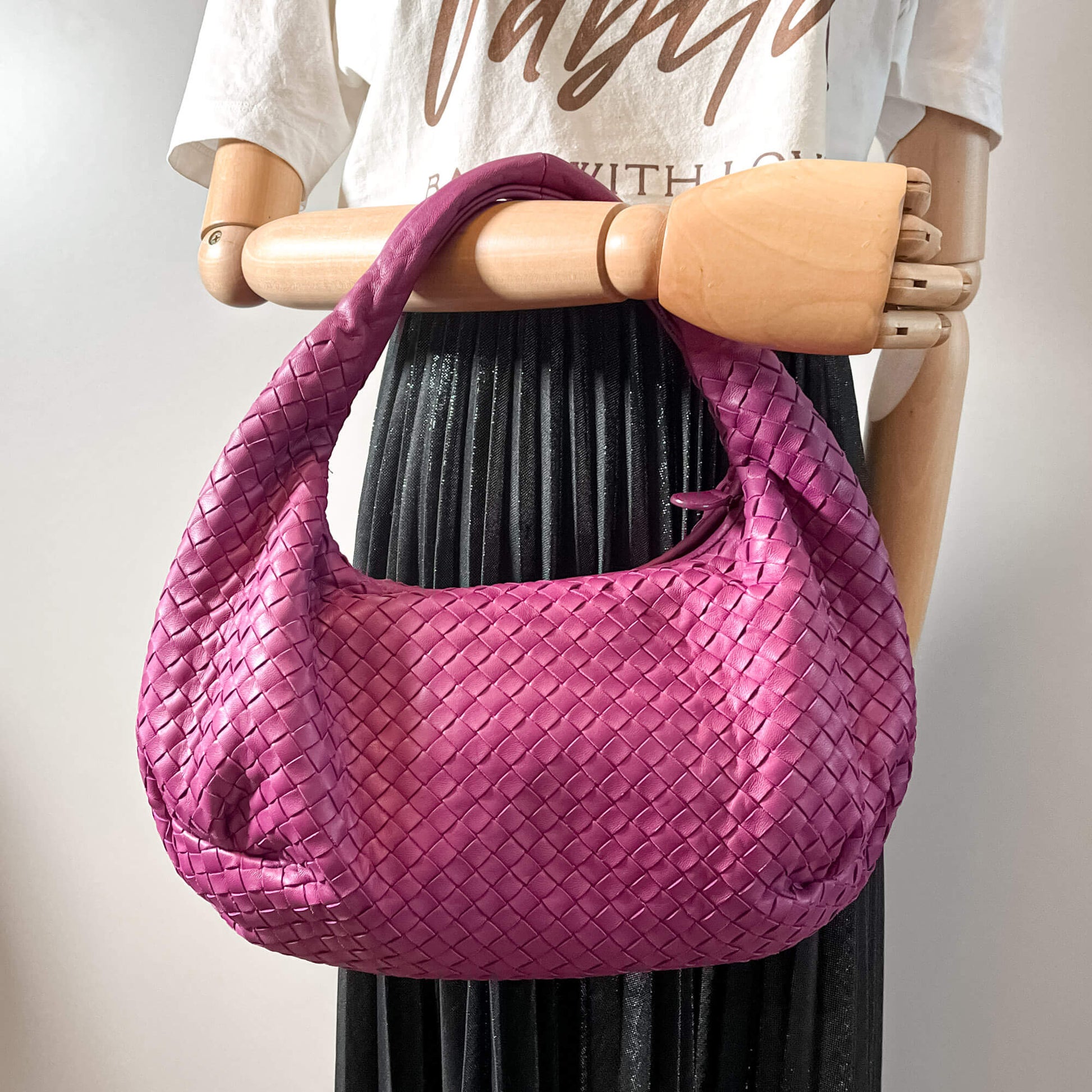 Second hand Bottega Veneta Intrecciato Leather Violet Hobo Bag - Tabita Bags