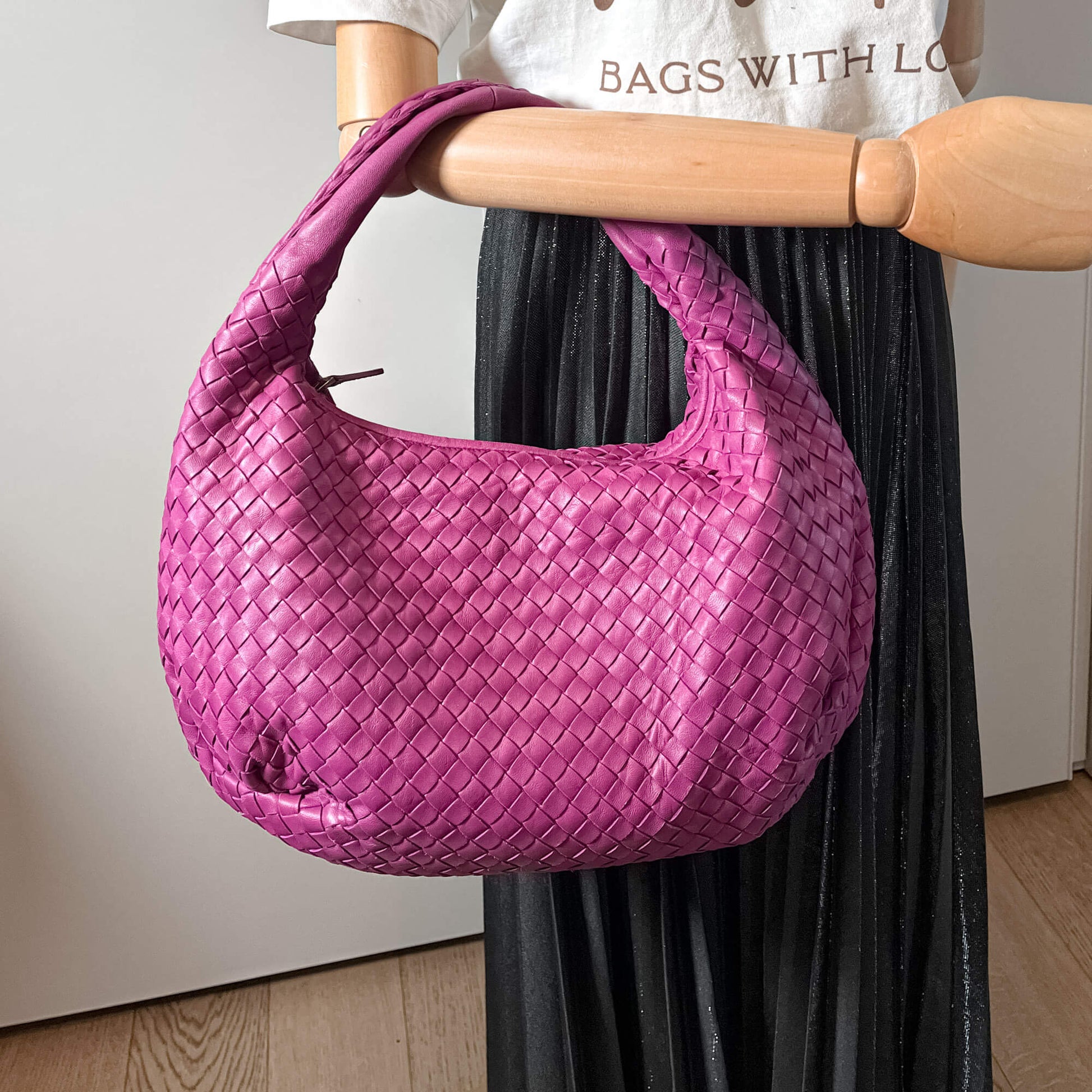 Second hand Bottega Veneta Intrecciato Leather Violet Hobo Bag - Tabita Bags