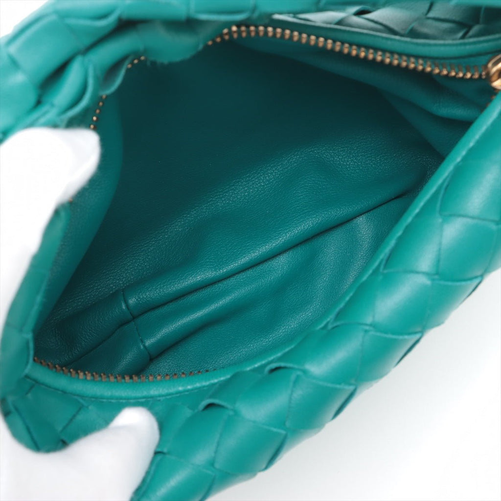 Second hand Bottega Veneta Jodie Mini Intrecciato Leather Hobo Bag Blue - Tabita Bags