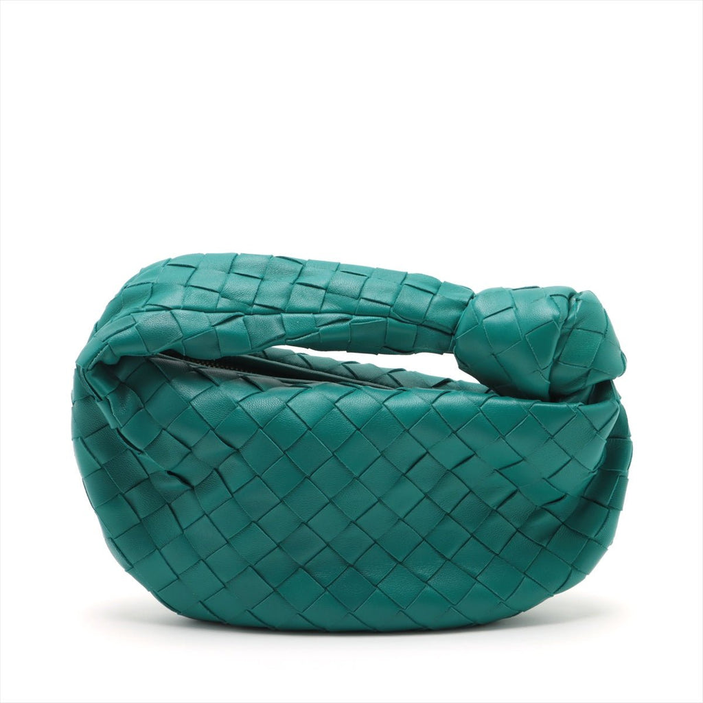 Second hand Bottega Veneta Jodie Mini Intrecciato Leather Hobo Bag Blue - Tabita Bags