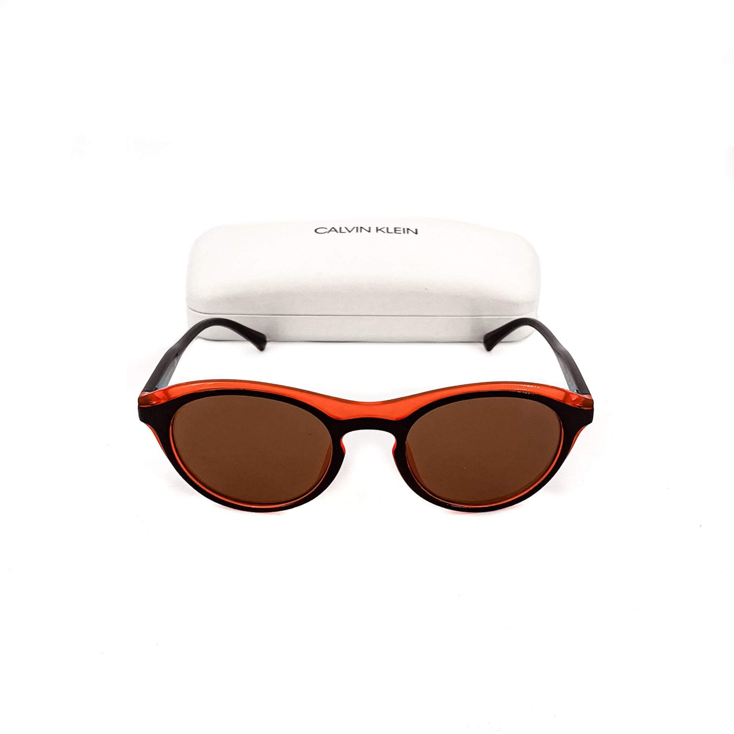 Second hand Calvin Klein Round Shaped Sunglasses in Orange and Brown - Tabita Bags