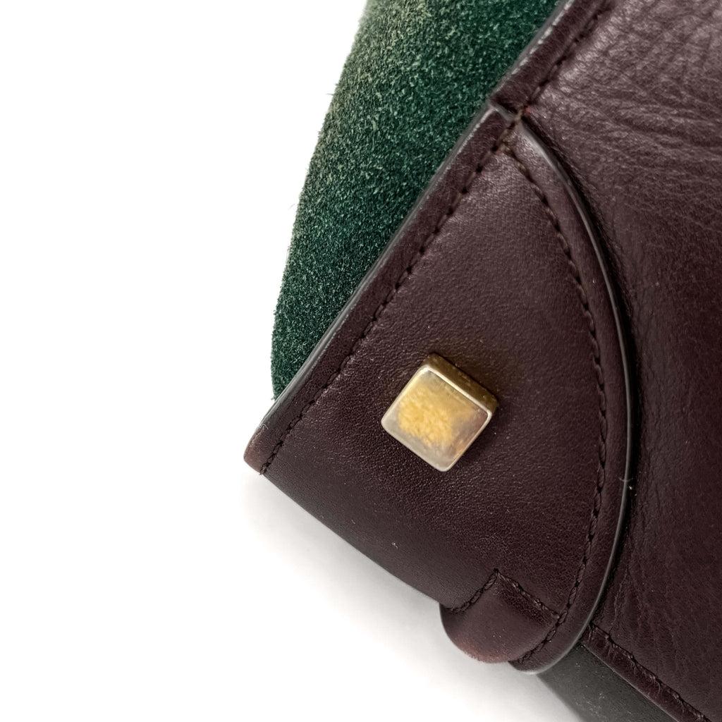 Second hand Céline Luggage Medium Leather Tote Bag Brown & Green - Tabita Bags