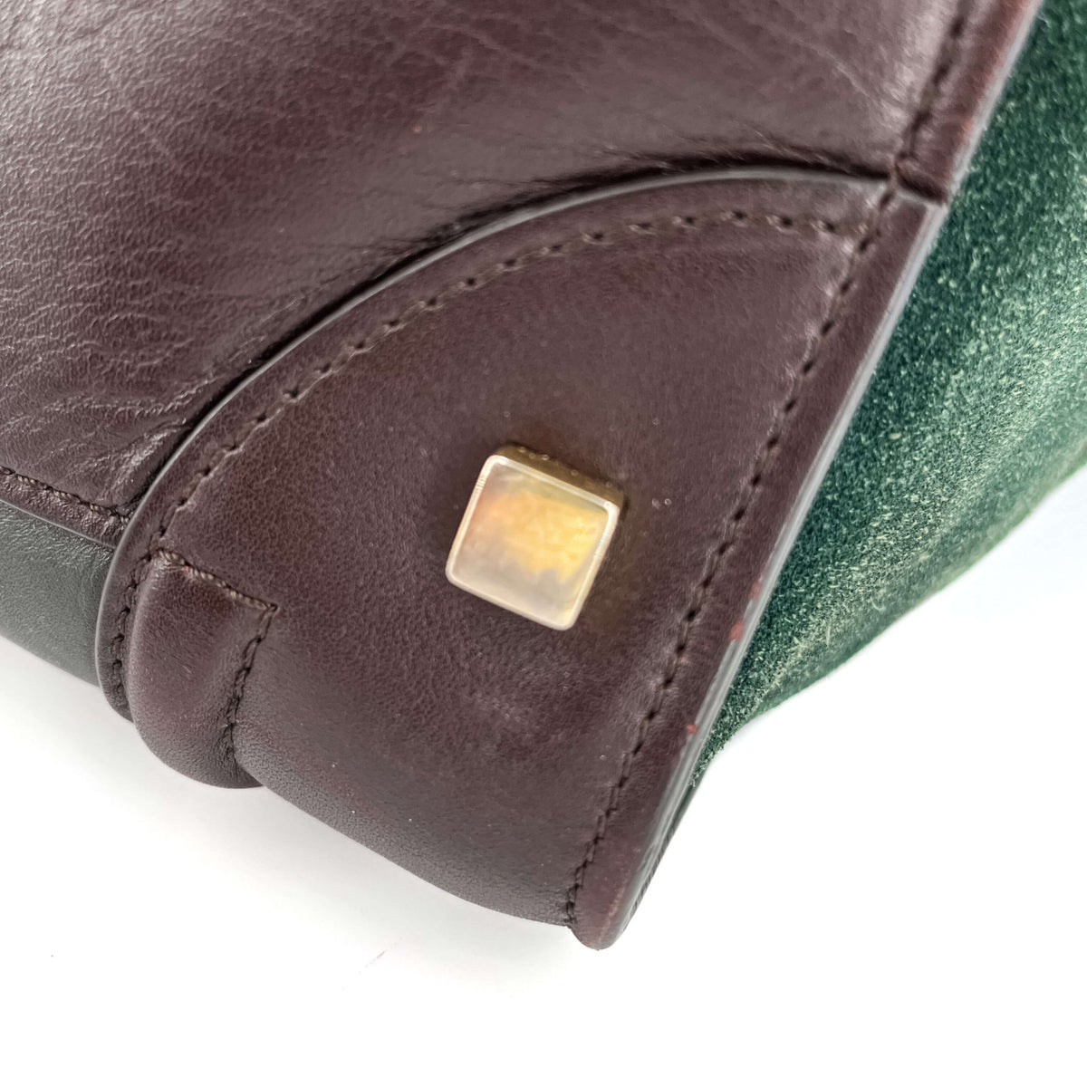 Second hand Céline Luggage Medium Leather Tote Bag Brown & Green - Tabita Bags