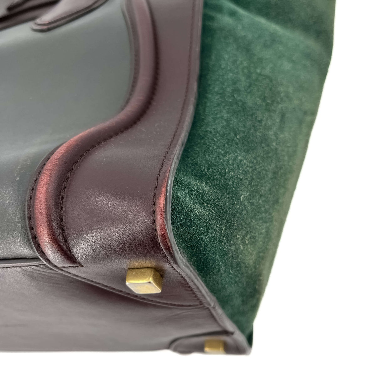 Second hand Céline Luggage Medium Leather Tote Bag Brown & Green - Tabita Bags
