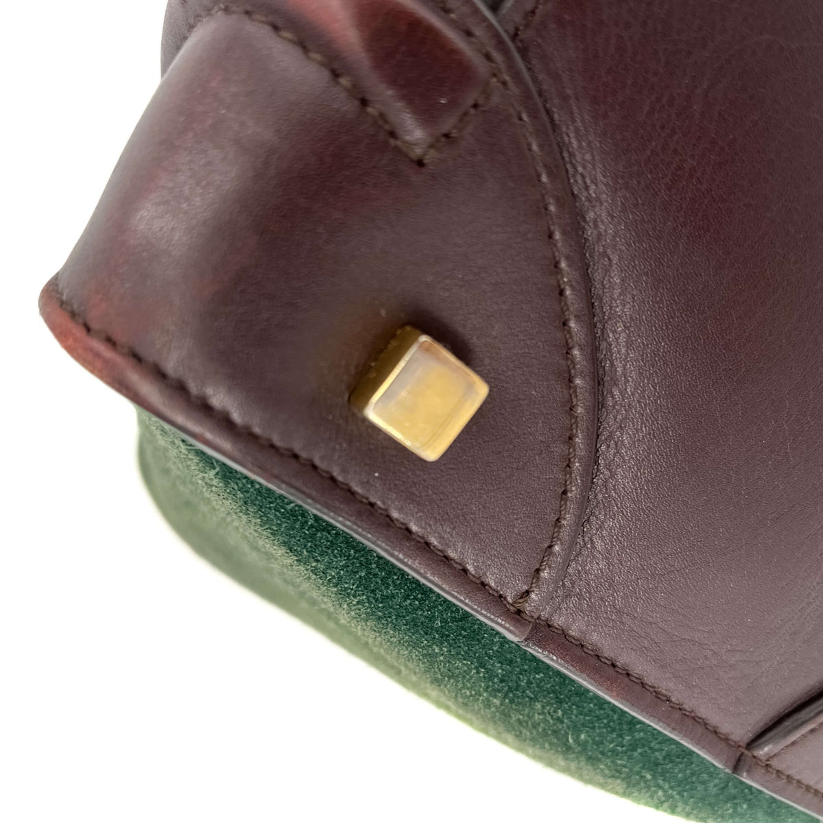 Second hand Céline Luggage Medium Leather Tote Bag Brown & Green - Tabita Bags