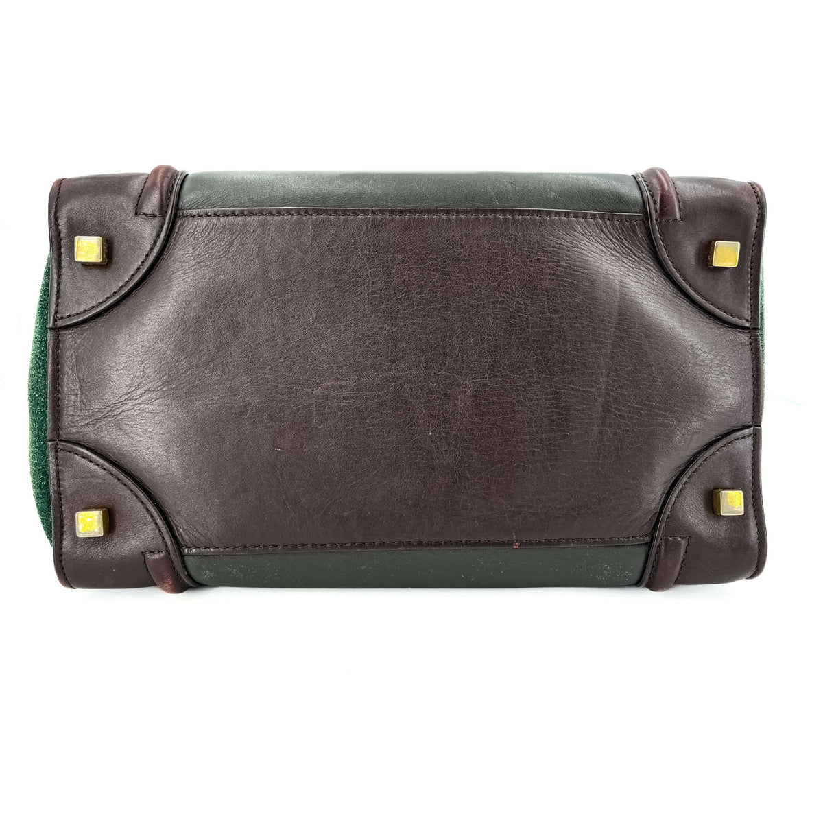 Second hand Céline Luggage Medium Leather Tote Bag Brown & Green - Tabita Bags
