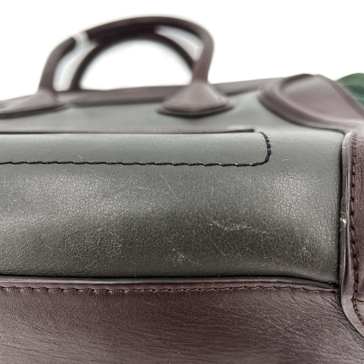 Second hand Céline Luggage Medium Leather Tote Bag Brown & Green - Tabita Bags
