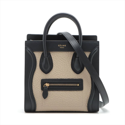 Second hand Céline Luggage Nano Leather Tote Bag Black & Beige - Tabita Bags