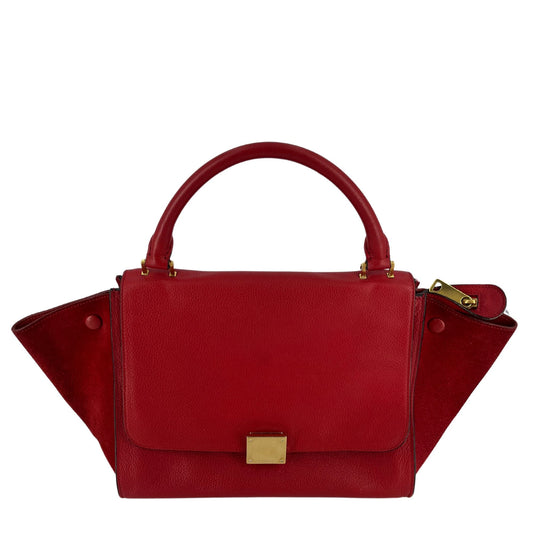 Second hand Céline Trapeze Small Leather 2-Way Handbag Red - Tabita Bags